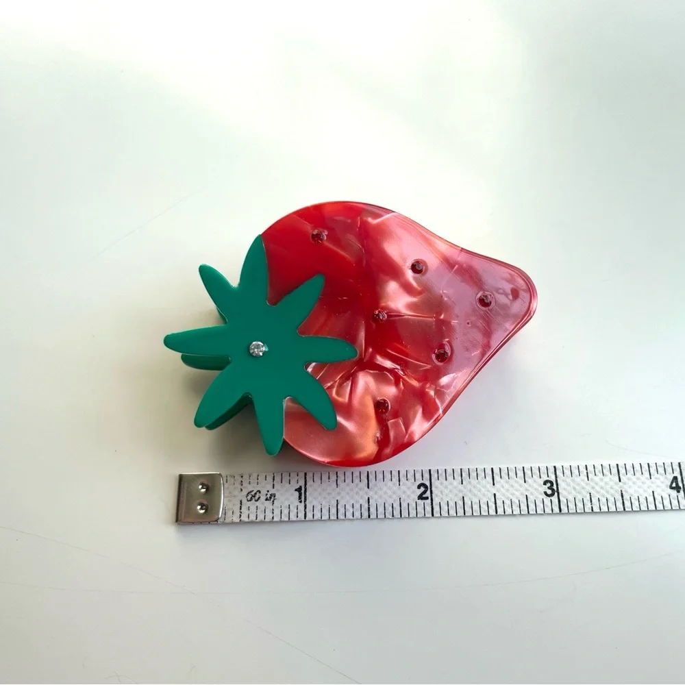 Cherry Pineapple and Strawberry Fruit Acrylic Rhinestone Hair Clips NWOT